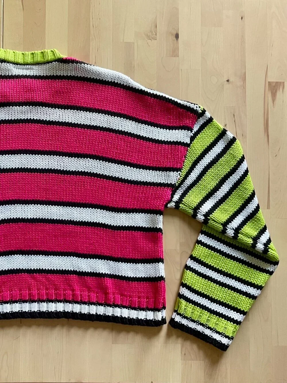 The Ragged Priest Women's Oversized Boxy Striped Colorblock Sweater size Small